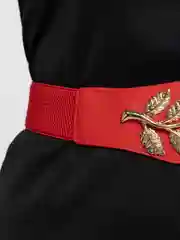 Красный пояс женский эластичный, с пряжкой в виде веточек с листьями, обтягивающий, 6 цветов