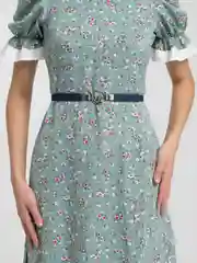 Синий пояс женский эластичный, с круглой пряжкой с цветком, 4 цвета