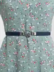Синий пояс женский эластичный, с круглой пряжкой с цветком, 4 цвета