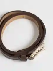 Тёмно-коричневый тонкий изящный женский ремень с жемчужной овальной пряжкой, 4-е расцветки