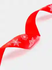 Красный лента атласная "Снежинки", 25 мм