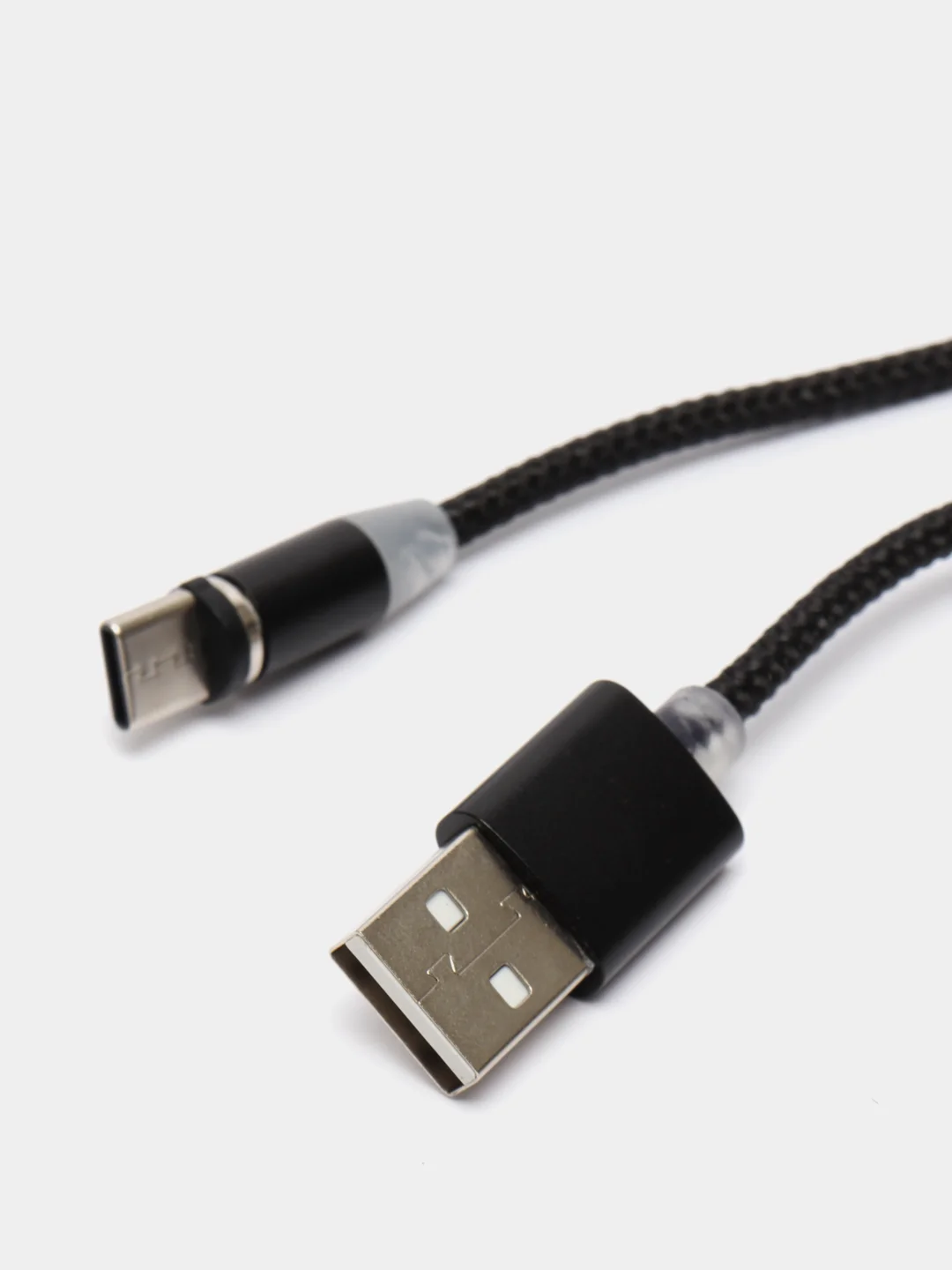 Черный магнитный кабель зарядка 360 градусов MicroUSB, Type C, Lighting 1A