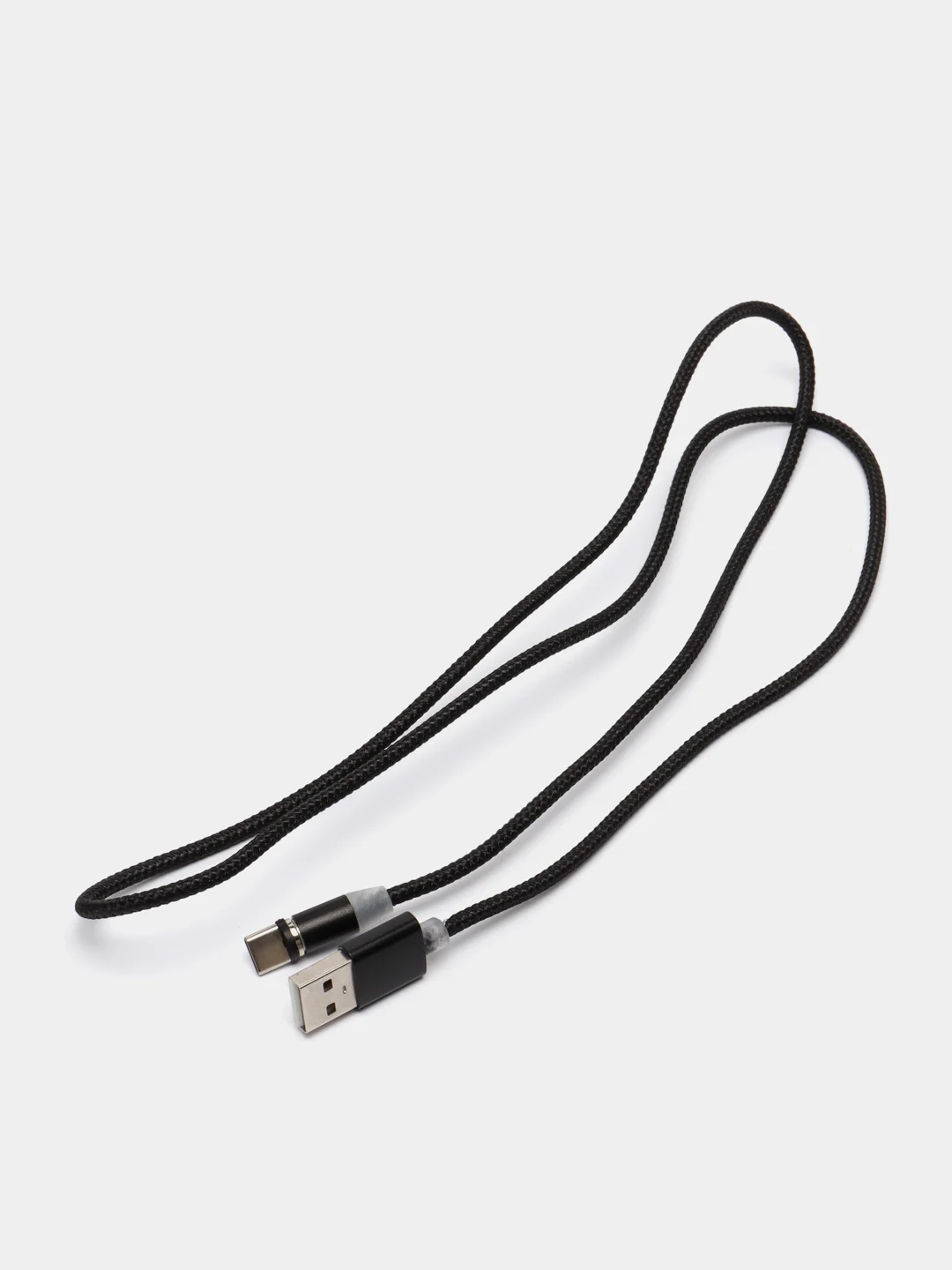 Черный магнитный кабель зарядка 360 градусов MicroUSB, Type C, Lighting 1A