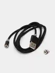 Черный магнитный кабель зарядка 360 градусов MicroUSB, Type C, Lighting 1A