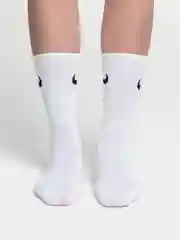 Носки женские высокие, белые, с принтом, спортивные