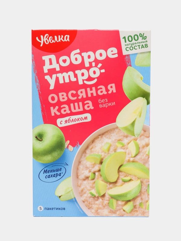 Каша быстрого приготовления Увелка "Овсяная", с яблоком 5 х 40 г