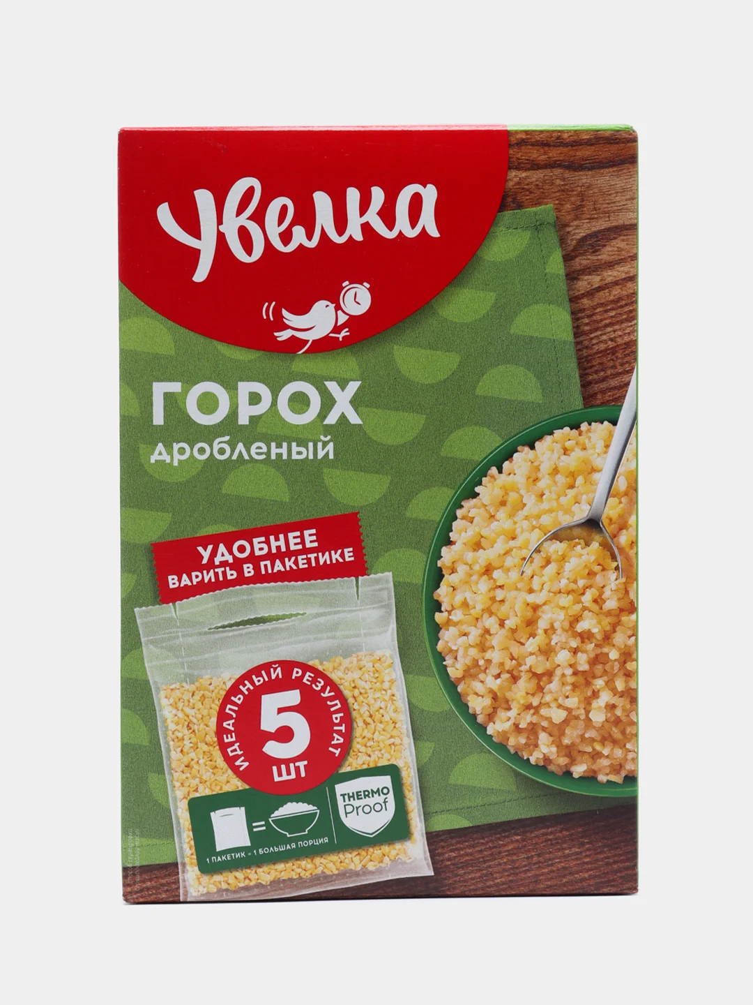 Крупа Увелка "Горох", дробленый, 5 х 80 г