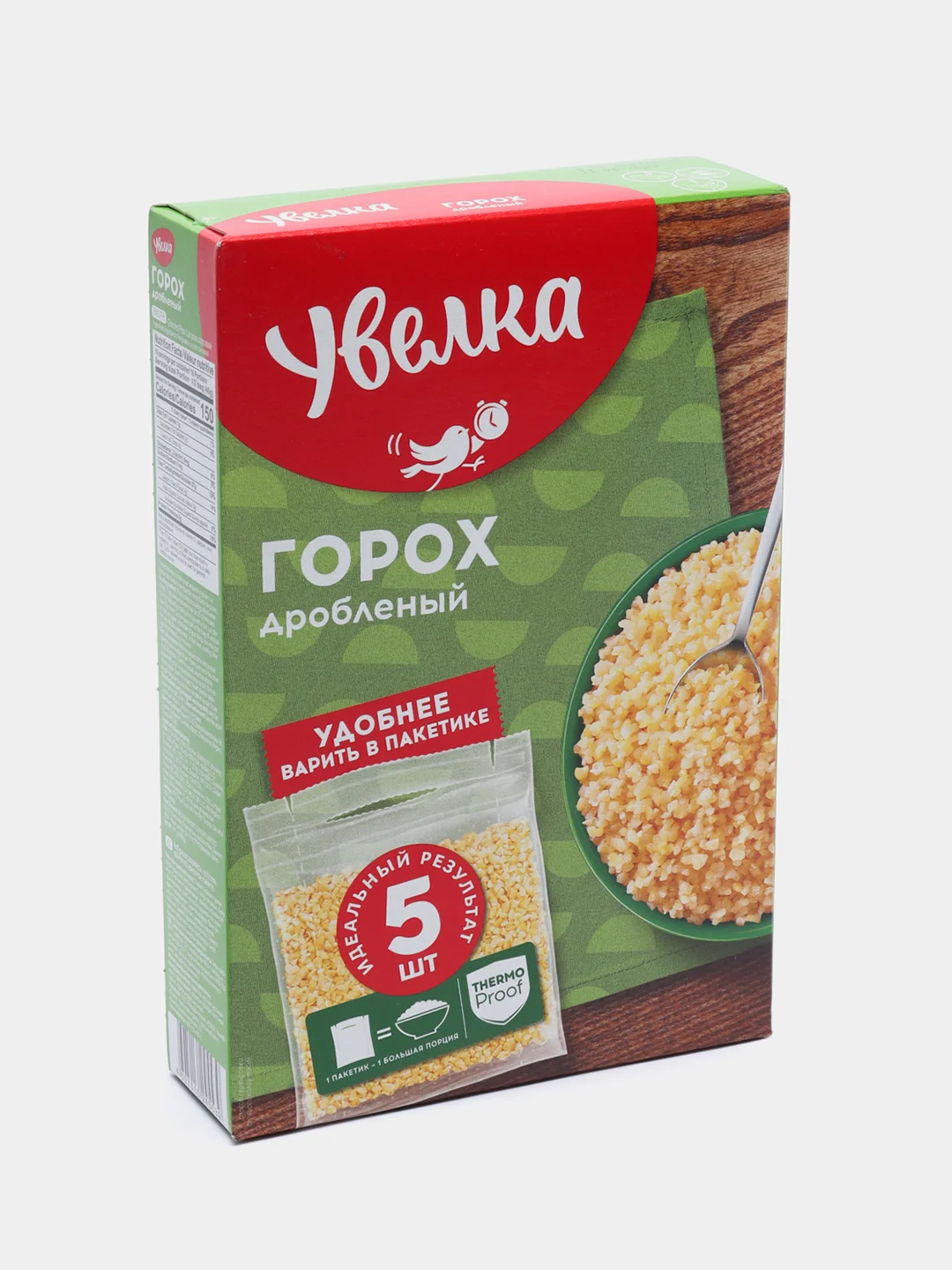 Крупа Увелка "Горох", дробленый, 5 х 80 г