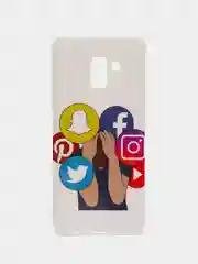 Синий меланж чехол Samsung Galaxy A8+ (A8 Plus), Самсунг Галакси А8+ / А8 Плюс силиконовый с рисунком