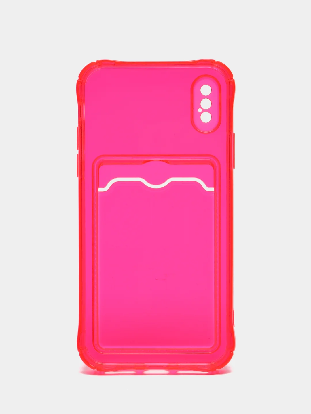 Красный силиконовый чехол с отсеком, карманом для карты IPhone 7-13 Pro Max, прозрачный