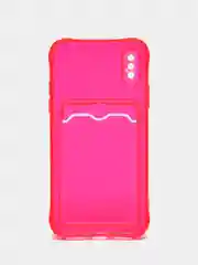 Красный силиконовый чехол с отсеком, карманом для карты IPhone 7-13 Pro Max, прозрачный
