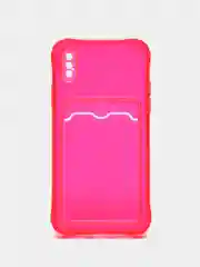 Красный силиконовый чехол с отсеком, карманом для карты IPhone 7-13 Pro Max, прозрачный