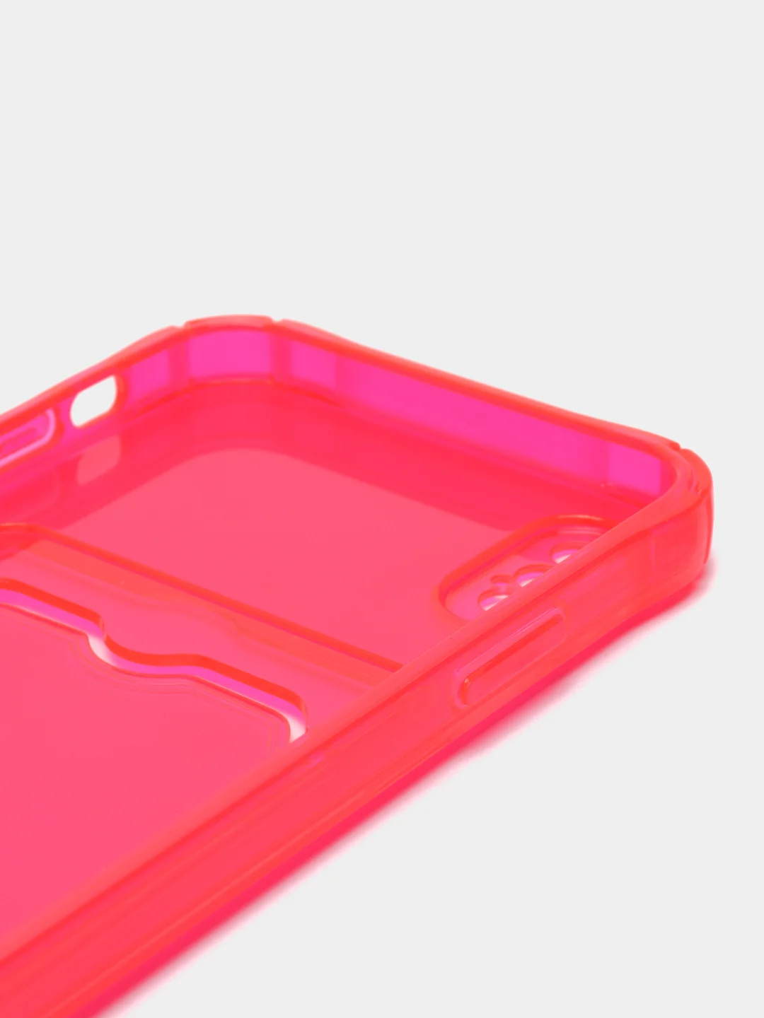 Красный силиконовый чехол с отсеком, карманом для карты IPhone 7-13 Pro Max, прозрачный
