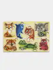 Пазлы деревянные "Дикие животные", с глазками, 8 деталей, 28,5 х 19 см