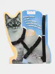 Черный шлейка для кошек регулируемая с поводком