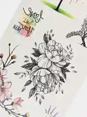 Кораллово-розовый временная переводная татуировка 19х9 см