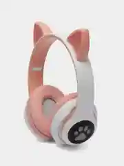 Розовый беспроводные светящиеся Bluetooth-наушники с ушками CAT