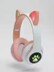 Розовый беспроводные светящиеся Bluetooth-наушники с ушками CAT