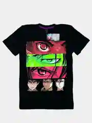 Черный футболка мужская по аниме "Атака титанов", Evangelion, Hunter, светящаяся