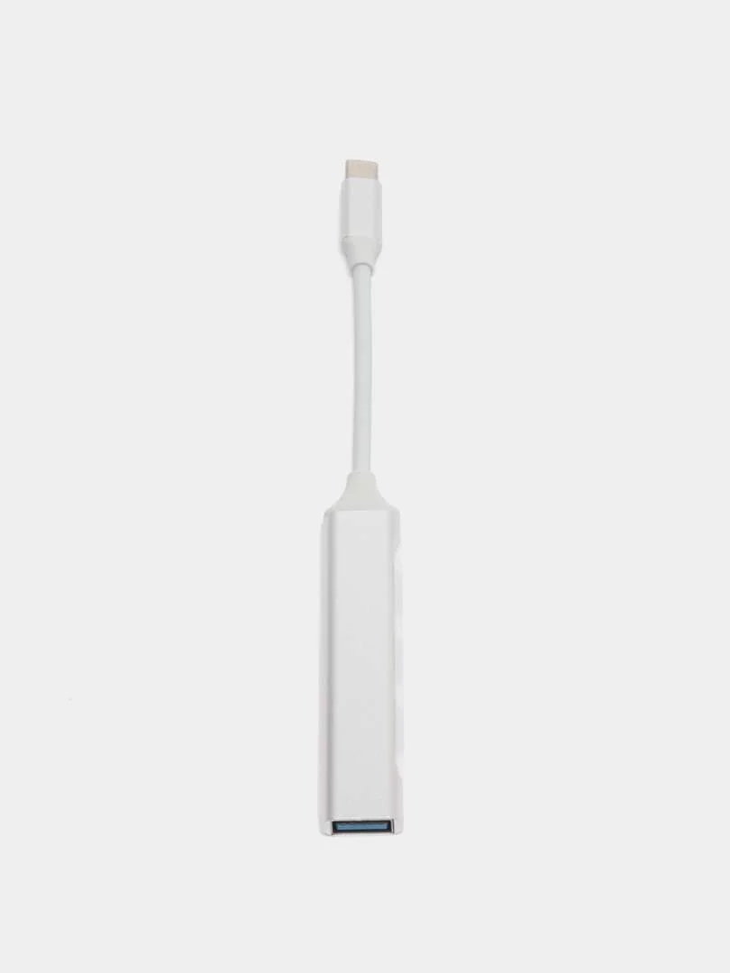 Серый металлик хаб концентратор USB Hub 3.0, Type-C