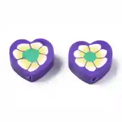 Прозрачный бусины "Сердечки", из полимерной глины, ручной работы