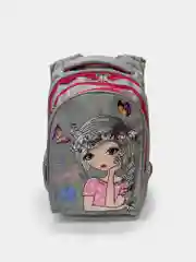 Серый детский рюкзак школьный, ортопедическая спинка, для девочек