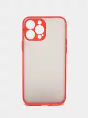 Красный чехол матовый полупрозрачный с цветными кнопками для iPhone 13 Pro Max