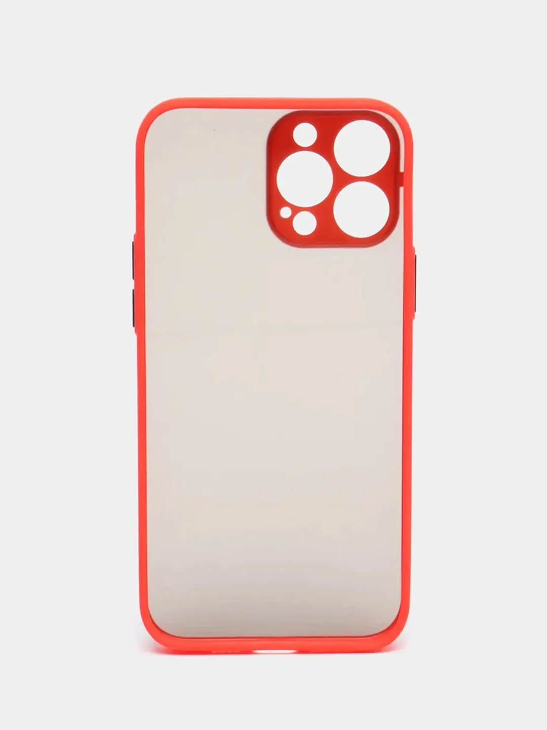 Красный чехол матовый полупрозрачный с цветными кнопками для iPhone 13 Pro Max