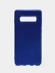 Синий чехол Samsung Galaxy S10 Plus, Галакси С10 Плюс силиконовый матовый, с эффектом "металлик"