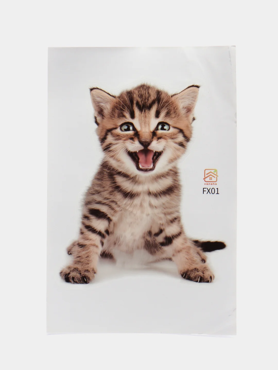 Синий наклейка для декора и интерьера "Котёнок", 3D