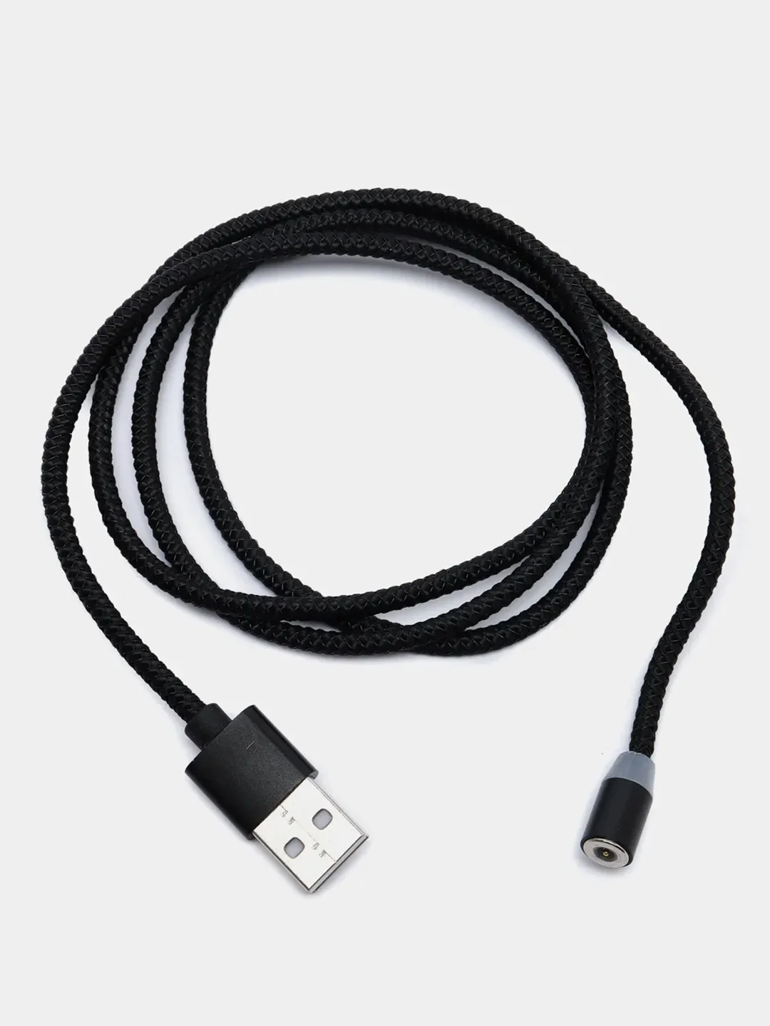 Черный кабель магнитный для зарядки телефона Apple Lightning, Type-C, Micro-USB
