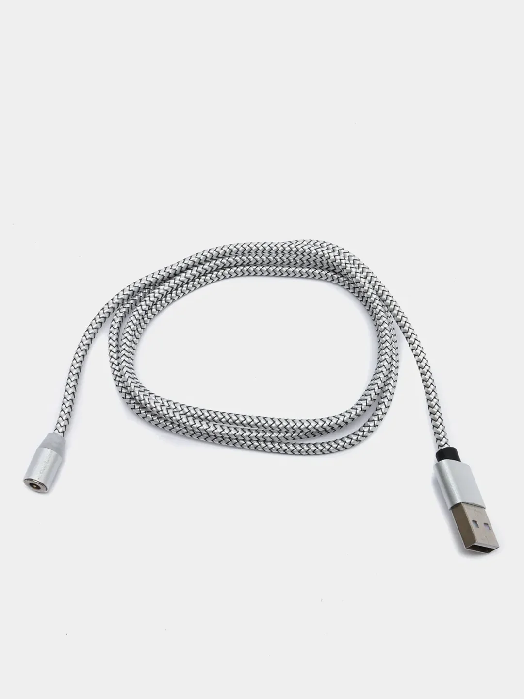 Серебряный кабель магнитный для зарядки телефона Apple Lightning, Type-C, Micro-USB