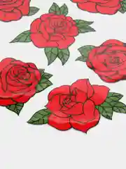 Красный декор-наклейка "Цветы", термонаклейка, на одежду