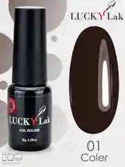Тёмно-коричневый гель лак для ногтей Luckylak Coler 01 8g, коричневый для маникюра и педикюра
