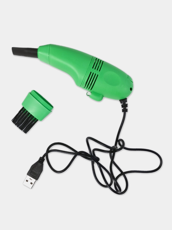 USB Пылесос LuazON MR-01, для ПК, с насадками, USB, зеленый