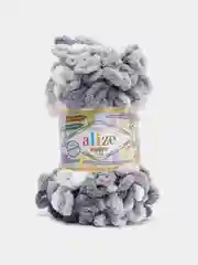 Тёмно-серый пряжа Alize Puffy Color, петельки большие, 100 г, 9 м