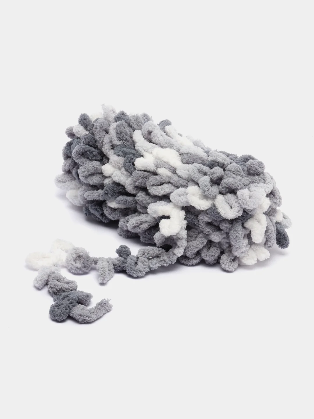 Тёмно-серый пряжа Alize Puffy Color, петельки большие, 100 г, 9 м