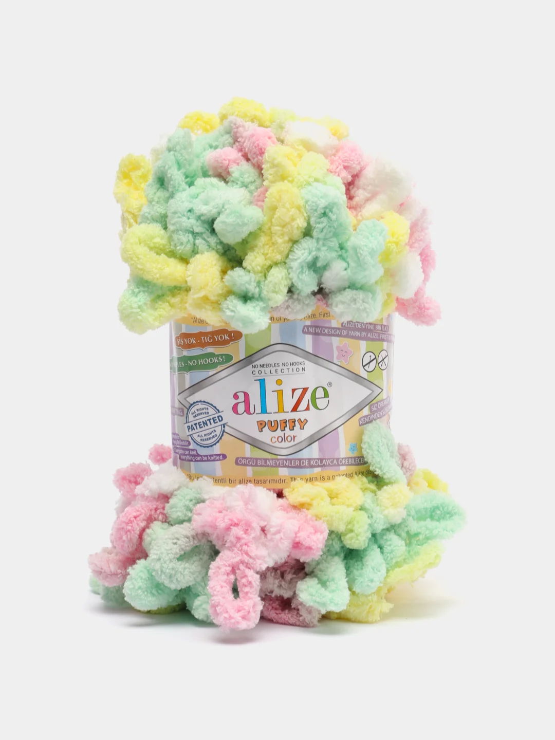 Молочный пряжа Alize Puffy Color, петельки большие, 100 г, 9 м