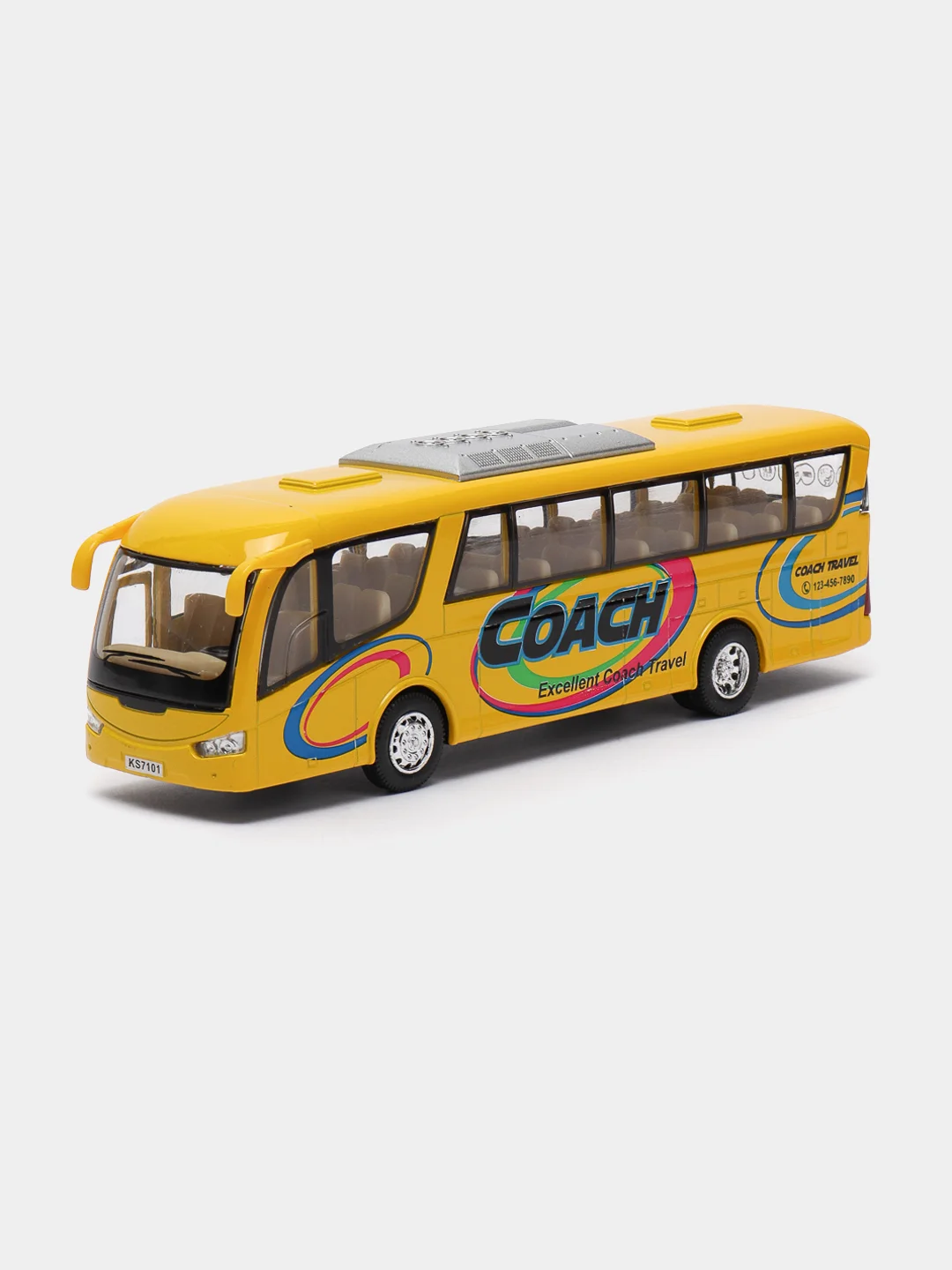 Желтый машинка металлическая автобус Coach KS7101D /Kinsmart/