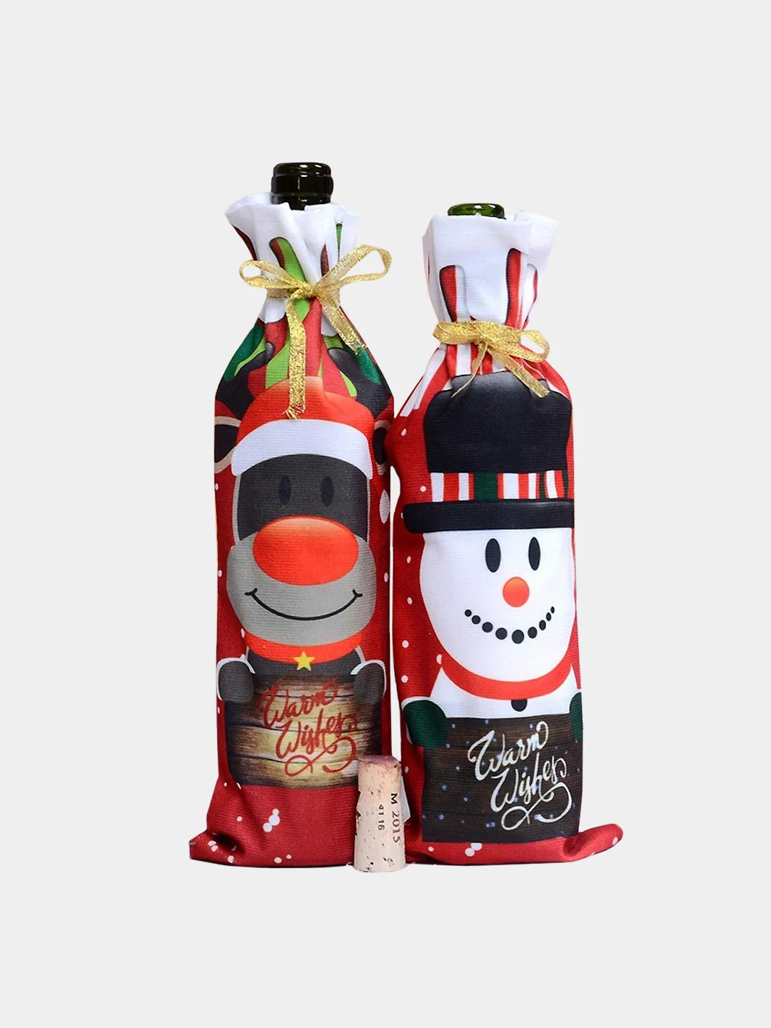 Алый новогодний чехол для бутылки