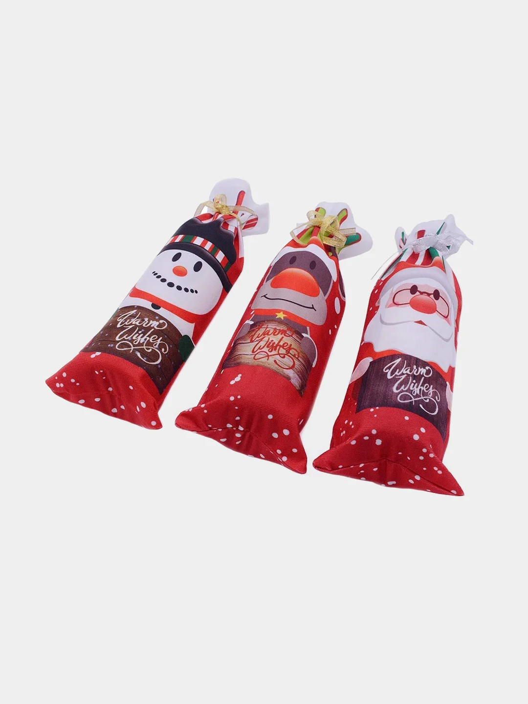 Алый новогодний чехол для бутылки