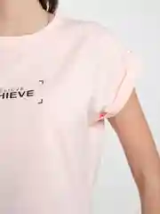 Пудровый футболка женская "Believe achieve", оверсайз