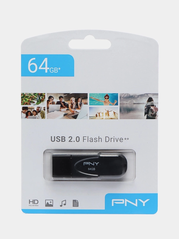 Флешка USB PNY Attache Classic, 64 Гб, USB2.0, черный, FD64GATTCKTRK-EF