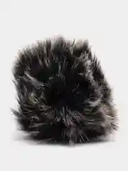 Угольный помпон меховой, искуственный мех 14 см