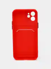 Красный чехол с карманом для карт iPhone 7 8 Plus X XS Max XR 11  12  13 Pro 14 айфон про макс