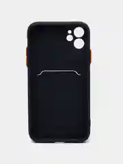 Синий меланж чехол с карманом для карт iPhone 7 8 Plus X XS Max XR 11  12  13 Pro 14 айфон про макс