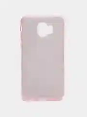Розовый силиконовый чехол-накладка с блестками на Samsung J4