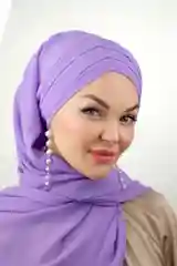 Аметистовый платок мусульманский /Хиджаб/Платок шифоновый /Платок на никах/Готовый платок/Тюрбан/ADEMI