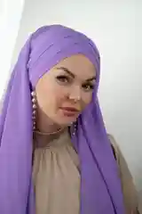 Аметистовый платок мусульманский /Хиджаб/Платок шифоновый /Платок на никах/Готовый платок/Тюрбан/ADEMI