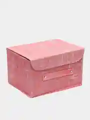 Розовый кофр для хранения с крышкой "Лён", 26 х 20 х 15 см